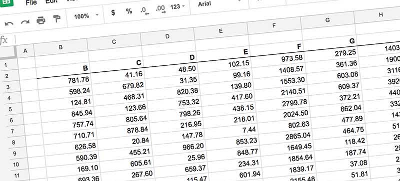 Screenshot of a spreadsheet application